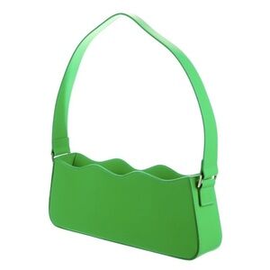 MACH & MACH Green Shoulder Bag with Scalloped Edge